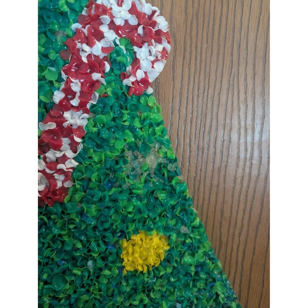 Vintage Melted Popcorn Plastic Christmas Tree Candy Cane Retro Wall Decor
